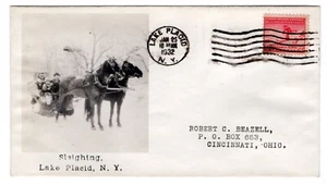 #716 Lake Placid Olympics 1932 FDC Beazell Planty #25F Sleighing - Picture 1 of 2