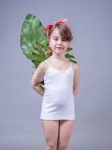 3 Girls' Cotton Tank Tops With Narrow Straps Bimbissimi VS61 - Picture 1 of 1