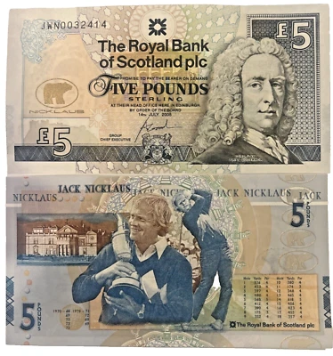 Scotland £5 POUND 2005 Jack NICKLAUS Golf Commemorative UNC Tone BEAR NOTE - Image 1 of 3