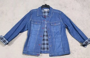 Denim & Company Women's Blue Lined Button Front Denim Jean Jacket Size Large - Picture 1 of 8