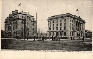 POSTCARD CITY HALL & NEW POST OFFICE LINCOLN NEBRASKA - Picture 1 of 2