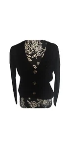 V-Neck Button Front Closure Cropped Cardigan With big buttons by Ultra Flirt - Picture 1 of 6