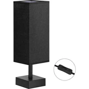 13.23 in. Black Minimalist Nightstand Small Table & Bedside Lamp for Kids Room - Picture 1 of 5