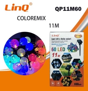 x Sfere Colorate Luci Di Natale 60 Led Multicolore 11m Esterni Solare linq - Foto 1 di 1