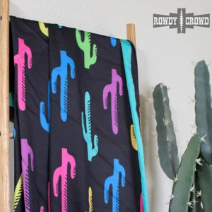 Cactus Craze Colorful Western Southwestern Wild Rag Scarf Accent - Picture 1 of 2
