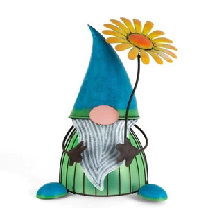 Mainstays 14"H Metal Rustic Brown Painted Solar Powered Light Up Gnome - Picture 1 of 5