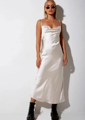 MOTEL ROCKS Palasha Dress in Satin Ivory (MR99)