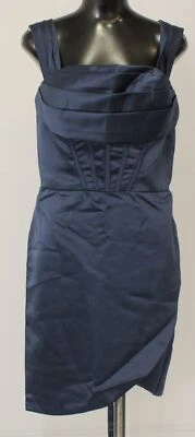 Mini vestido de dama de honor Pomuyoo para mujer sin mangas con cordones en la espalda ZS6 azul talla 14 Foto 1 de 4