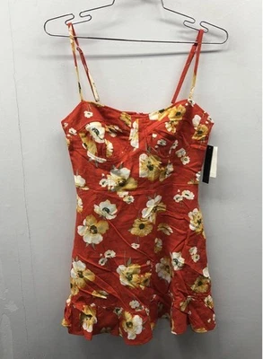 Nuevo con etiquetas Mini Vestido Para Mujer Rojo Sin Hablas Floral Bustier Volantes Dobladillo S Foto 1 de 4