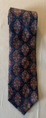 Bill Blass Tie Mens One Size Navy All Silk Made in USA Medallion Pattern Necktie - Image 1 of 4