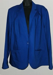 Lane Bryant Size 22 Double Weave Stretch Cobalt Blue Blazer Single Button - Picture 1 of 9