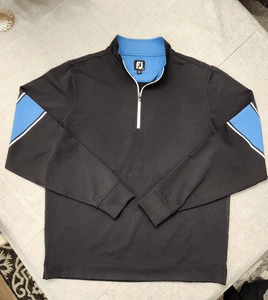FootJoy 1/4 Zip sweater performance stretch men's Large black blue colorblock - Picture 1 of 7