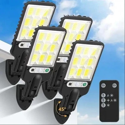 4 pc Solar Outdoor LED Wall Light with Human Body Waterproof Induction - Image 1 of 4