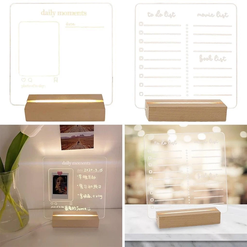 Acrylic Dry Erase Message Board Warm Light Clear Writing Board - Image 1 of 1
