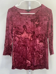 Dunia Women's Burgundy Tie Dye Shirt, Size Small.  1H - Foto 1 di 6