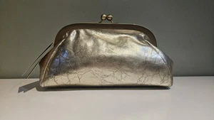 NUOVO Patricia Nash Distressed Metallic Mia Frame Borsa Cioccolato Oro Kisslock - Foto 1 di 24