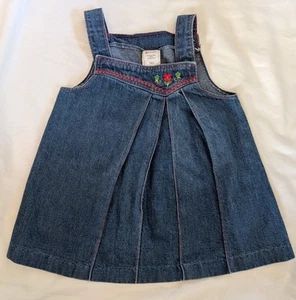 Vtg Toddler Girls Embroidered Denim Romper Dress W/Matching Visor Size 3T - Picture 1 of 7