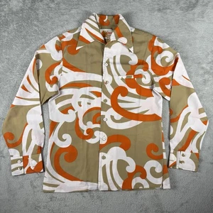 RARE Iolani Hawaii Vintage Abstract Spiral Men’s Small Long Sleeve Aloha Shirt - Picture 1 of 14