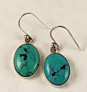 Turquoise Drop/Dangle Sterling Silver .925 Wire Earrings  - Picture 1 of 4