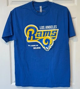 Los Angeles Rams, Back where we belong, short Sleeve Shirt Men’s L Blue - Picture 1 of 6