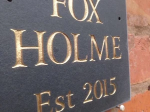 Personalised Natural surface Slate House sign plaque 6" x 5" GOLD LETTERING - Picture 1 of 1