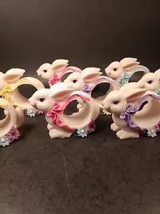 8- Easter Bunny Rabbit Napkin Rings Heavy Duty Resin - Picture 1 of 13