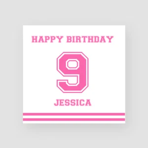 Personalised Handmade 9th Birthday Card - For Girl, For Her, Varsity, Children - Imagen 1 de 6