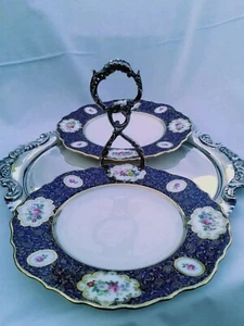 Rare Stunning Coalport Antique Victorian Dessert Cake Stand Silver Plate Lge FAB - Picture 1 of 4