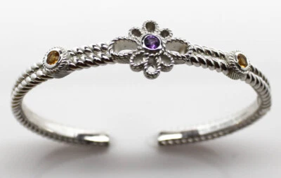 Brazalete Judith Ripka amatista, citrino y plata de ley, 7 pulgadas, con bisagras Foto 1 de 4