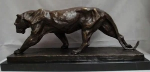Statue Panther Tierwelt Art Deco Stil Art Nouveau Jugendstil Stil Massive Bronze - Bild 1 von 6