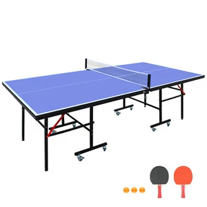 8FT Ping Pong Table Tennis Table with Net 2 Table Tennis Paddles+ 3 Balls Foldab - Picture 1 of 11