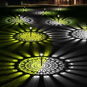 SUNOW Super Bright Solar Lights for Outside, Up to 12H Solar 8 Pack Cool White