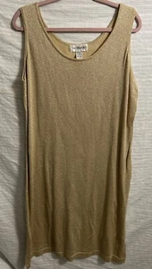 VTG 80’s Bloomingdales House Label Dress Gold Metallic Tank/Sheath Size 1X - Picture 1 of 5