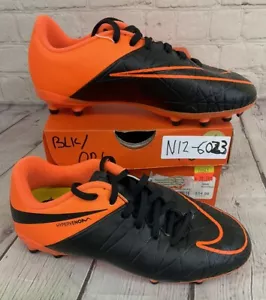 Nike JR Hypervenom Phelon II TC FG Soccer Cleats Color Black Orange US Size 2.5Y - Picture 1 of 8