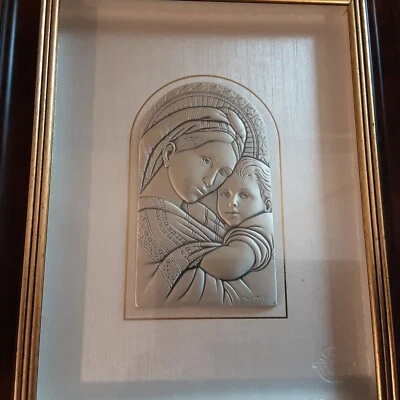 Argento Sterling Arte di LEADER ARGENTI Made in Italy MADONNA con GESÙ BAMBINO 925 - Immagine 1 di 4