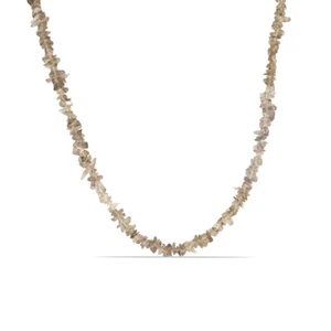 Collana In Quarzo Fumè Da 39 Carati Con Catena A Maglie In Argento Sterling 925 - Foto 1 di 9