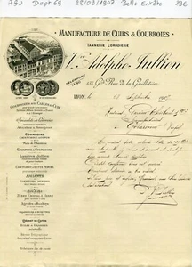 Dépt 69 - Lyon 135 Grande Rue de la Guillotière - Belle Entête Secteur Cuir 1909 - Bild 1 von 1