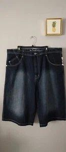 5ive Jungle Jeans Bermuda shorts Embroidery Vintage Streetwear Size 44 New Blue - Picture 1 of 12