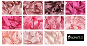 Berisfords Ribbon All Pink Shades of Double Satin 3 7 10 15 25 35 50 70mm ECO - Picture 1 of 25