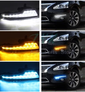 3 Color LED DRL daytime running lights fog lamps c for Nissan Teana altima 13-15 - Foto 1 di 7