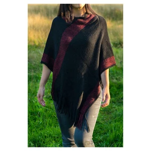 Black Soft Knit Shimmer Ponchos - Picture 1 of 2