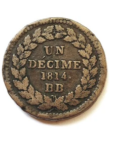 Decime 1814 BB  France Napoleon (1 point). - Picture 1 of 2