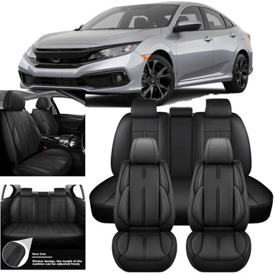 For Honda Civic Car Seat Covers 5-Seat Full Set Front & Rear Cushion Leather Foto 1 de 4
