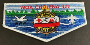 BOY SCOUT BSA WOA CHOLENA OA 322 ÁREA DE LA BAHÍA 4 FLORIDA BASE MARINA BOTE CON SOLAPA HECHO 200 - Imagen 1 de 2