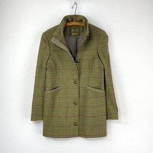 Musto Tweed Over Coat Womens 12 Green Wool Country Races Sporting Field Jacket - Picture 1 of 16