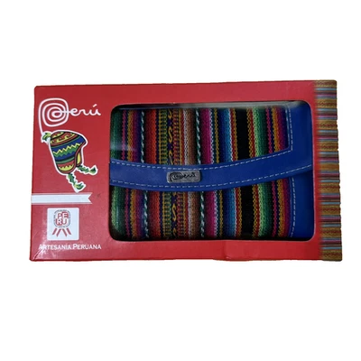 Cartera para mujer tejida de cuero genuino con estampado tribal peruano a rayas EN CAJA Foto 1 de 4