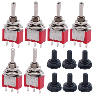 6Pcs Mini Momentary Toggle Switch SPDT 3 Position 3 Pins (0N)-Off-(On) Miniature - Image 1 of 4
