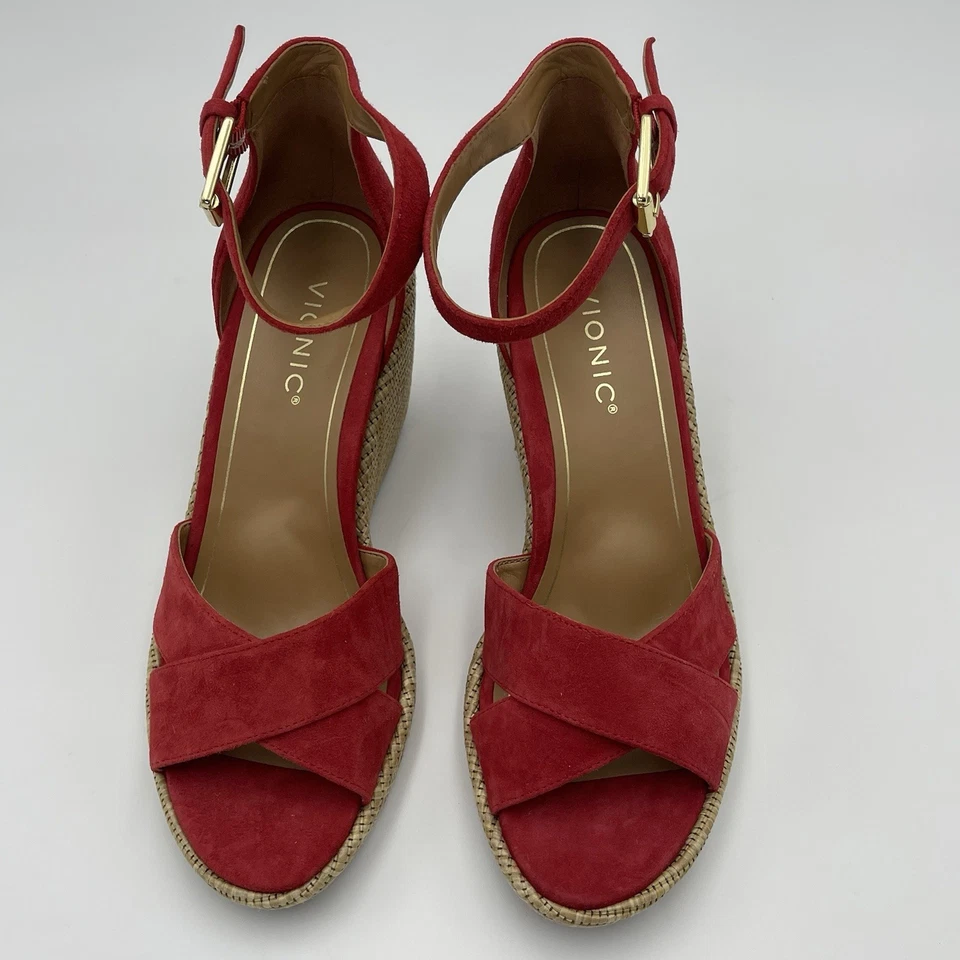 Alpargata Vionic Marina cuñas gamuza roja para mujer talla 9-UE 40-Reino Unido 6,5-precio de venta sugerido por el fabricante 239 USD Foto 1 de 4