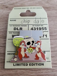 DISNEY PIN Chip and Dale LE Baggage Strap Tag Scary Adventure Snow White - Picture 1 of 3