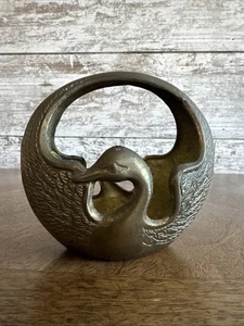 Vintage Art Deco Brass Crane Small Planter Basket/ Trinket Holder Made In Korea - Picture 1 of 5